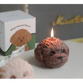 شمعة معطرة على شكل كلب تيدي، 100 جرام لطيف على شكل جرو حيواني برائحة شمع الصويا، شمعة مزخرفة جديدة لطاولة صورة الدعامة هدية عيد ميلاد، مثالية للتأمل وتخفيف التوتر وتعزيز المزاج (بني)