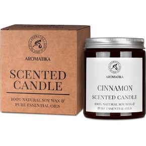 Scented Candle Cinnamon - Soy Wax Candles with Essential Oil - Aromatherapy Candle - Soywax 150g - Up to 45 Hours Burn Time - Home Scented Candles - Glass Candle Gift