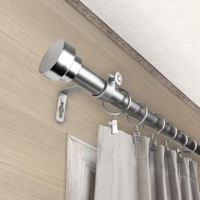 Rod Desyne Bonnet 1" Single Curtain Rod, Satin Nickel