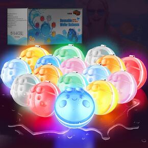 8 Pcs LED Flashing Reusable Water Balloons, Summer Water Toys, Outdoor Toys, Pool Toys, Self-Sealing Water Bomb for Kids Adults, Silicone Water Ball Easy Quick Fill, Kids Toys for Outdoor Activities in Kuwait