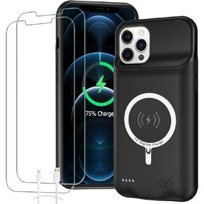 Battery Case for iPhone 14, Full Encircle 10000mAh High Capacity Rechargeable Smart Portable Charger Case Extended Battery Pack for iPhone 14 (6.1 inch) Wireless Charging Case Support Carplay-Black