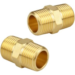 (3-Piece) Besosay 3/8" x 3/8" NPT Male Brass Nipple, 3/8" Brass NPT Pipe Fittings Coupler Coupling Nipple Adapter