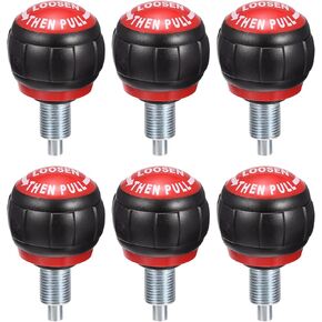 uxcell Fitness Equipment Pull Pin Spring Knob, M16 Adjustment Fitness Pull Pin Knob for Fitness Equipment Bicycle Equipment, Black Red 6Pcs