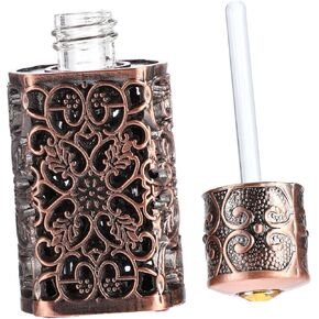 زجاجة زيت عطري معدنية قارورة عطر زجاجية زجاجة عطر عتيقة موزع عطر حاوية زجاجية زجاجة تخزين زيت أساسي للسفر زجاجة مزخرفة غلاف معدني صغير