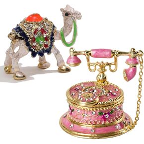 SEVENBEES Christmas Gift - Telephone Figurine and Camel Statue Jewelry Trinket Boxes