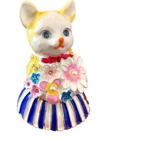 Hand Painted Enameled Princess Kitten Cat Trinket Jewelry Box Metal Cat Figurine Earring Necklace Storage Case Wedding Ring Holders Home Wedding Decor
