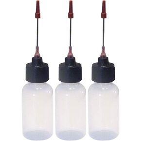 3 Pack 1 OZ Bottles with Stainless Needle Tip, Precision Tip Applicator Bottles for Gun Cleaning Oils and Solvents, Leakproof Plastic Bottles for Oiling