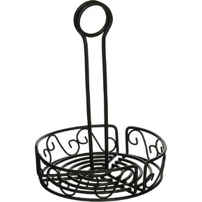 Winco Round Wire Condiment Caddy, 6.25-Inch, Black