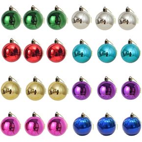 24 Pack Multicolor Mini Glitter Ball Christmas Ornaments Balls Set of 8 Color Miniature Rustic Christmas Tree Ornaments Mini Christmas Tree Deco for Small Trees 1.2 inche