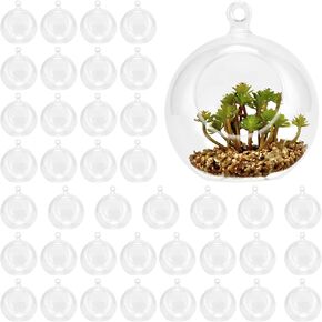 KEILEOHO 40 Pack 3.5 Inch Acrylic Hanging Globe, Plastic Hanging Balls, DIY Clear Fillable Plastic Craft Ball Ornaments for Christmas, Wedding, Gift Giving, Party, Home Decor, Air Plant Holder, 90mm