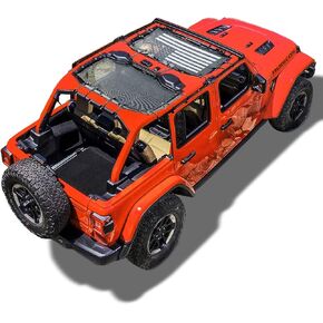 Savadicar Sunshade Top, Mesh Sun Shade Cover, UV Bikini Screen Blocker Compatible with 2018-2023 Jeep Wrangler JL JLU 4 Door, Front and Rear 2 Piece, Black in Kuwait