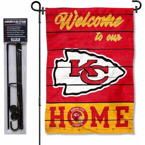 WinCraft Kansas City Chiefs Welcome to Our Home Garden Flag and Flagpole Mount
