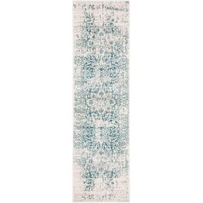 SAFAVIEH Madison Collection Runner Rug - 2'3" x 6', Teal & Ivory, Snowflake Medallion Distressed Design, Non-Shedding & Easy Care, Ideal for High Traffic Areas in Living Room, Bedroom (MAD603J)
