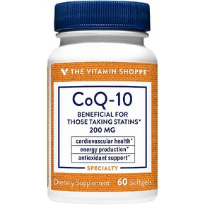 The Vitamin Shoppe Ubiquinol CoQ-10 200mg - Beneficial for Those Taking Statins – Supports Heart & Cellular Health and Healthy Energy Production, Essential Antioxidant – Once Daily (60 Softgels)