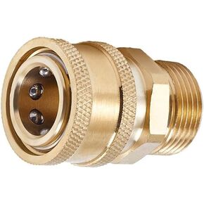 Brass Pressure Washer Quick Connect Coupler Adapter (M22 to 1/4)