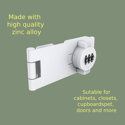 Keyless Combination Lock – 3-Digit Combination Lock for Cabinet Doors – Twist Knob Hasp Latch Lock with Password Code – Zinc Alloy Cabinet Door Latch for Kitchen Drawers, Cabinets, Cupboard (Black) in Kuwait