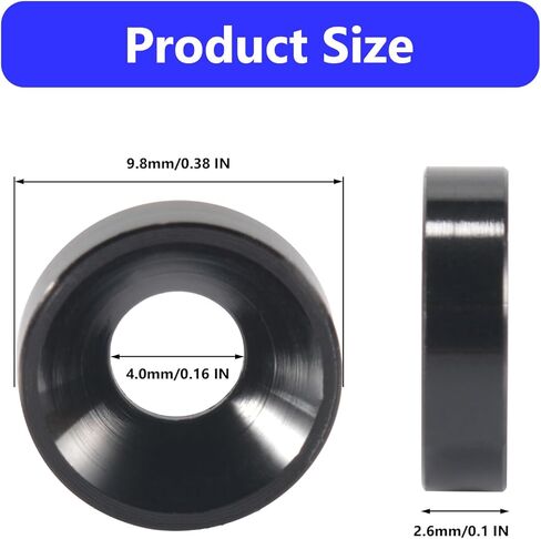 [50PCS] M4 Finishing Countersunk Washers, Anodized Aluminum Alloy, Head Washers Gaskets Cup Shim for Screw RC/FPV/PC/Drone/Mechanical Accessories Parts, Black in Kuwait