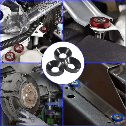 [50PCS] M4 Finishing Countersunk Washers, Anodized Aluminum Alloy, Head Washers Gaskets Cup Shim for Screw RC/FPV/PC/Drone/Mechanical Accessories Parts, Black in Kuwait