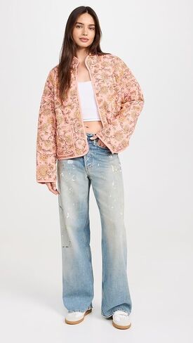 سترة Chloe للسيدات من FP Movement، مجموعة Peach Combo، وردي، أبيض فاتح، S in Kuwait