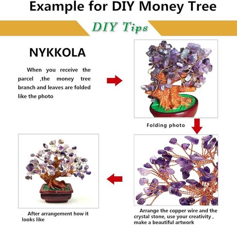 مزيج الأحجار الكريمة المال الجمشت الورد السترين العقيق الشفاف الكوارتز فنغ شوي النباتات والزهور الأشجار الاصطناعية الأبيض in Kuwait