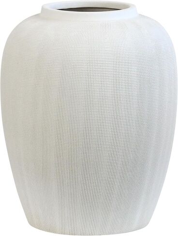 Olly & Rose Rhodes Vase - Flower Vase - White Ceramic Vases Patterned 20cm 8 Inch in Saudi Arabia