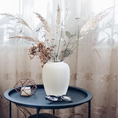 Olly & Rose Rhodes Vase - Flower Vase - White Ceramic Vases Patterned 20cm 8 Inch in Saudi Arabia