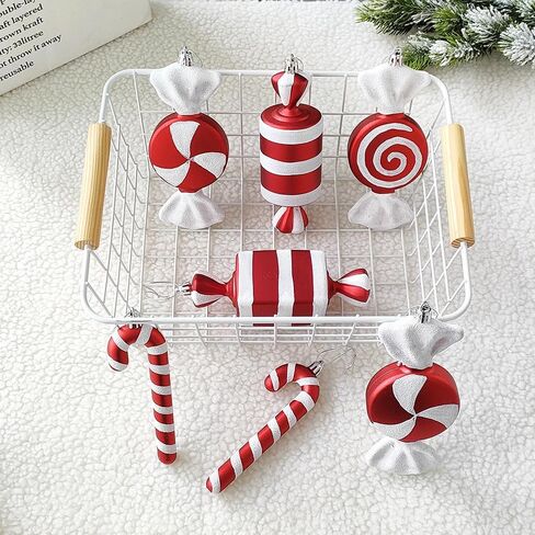 14Pcs Christmas Lollipop Candy Cane Ornaments, Hanging Candy Cane Christmas Tree Crafts 6.5Inch Red White Fake Candy Pendant for Xmas Tree Decor New Year Home Party Supplies (14PCS) in Kuwait