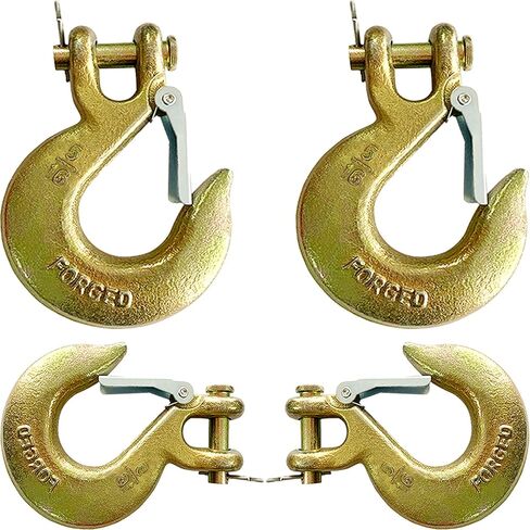 خطاف منزلق Clevis مقاس 3/8 بوصة، 4 عبوات من خطاف Clevis الفولاذي G70 مع مزلاج أمان لأسلاك المقطورة، وخطافات سلسلة، وخطافات إمساك صلبة للمقطورة (سعة 18,000 رطل) in Kuwait