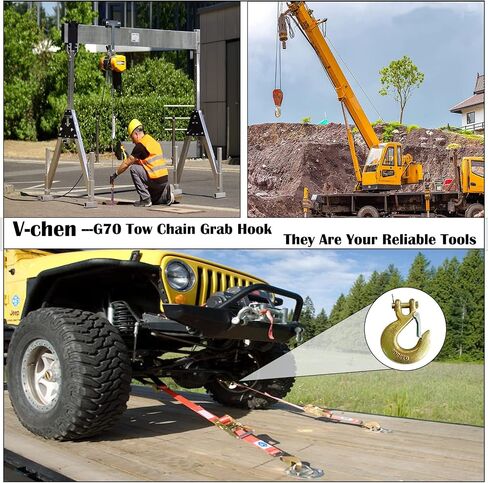 خطاف منزلق Clevis مقاس 3/8 بوصة، 4 عبوات من خطاف Clevis الفولاذي G70 مع مزلاج أمان لأسلاك المقطورة، وخطافات سلسلة، وخطافات إمساك صلبة للمقطورة (سعة 18,000 رطل) in Kuwait