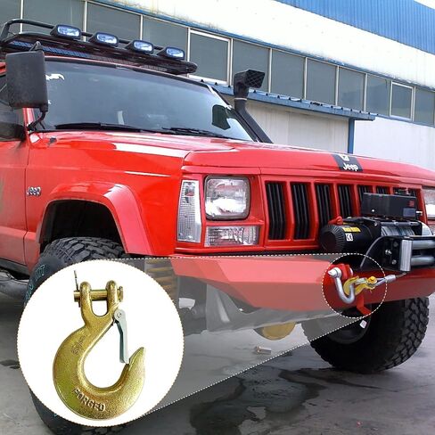 خطاف منزلق Clevis مقاس 3/8 بوصة، 4 عبوات من خطاف Clevis الفولاذي G70 مع مزلاج أمان لأسلاك المقطورة، وخطافات سلسلة، وخطافات إمساك صلبة للمقطورة (سعة 18,000 رطل) in Kuwait