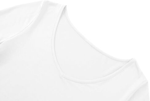 Womens Long Sleeve Deep V Neck Soft Slim Fitted Tops Basic Shirt Workout Casual Clothing 2024 in Saudi Arabia
