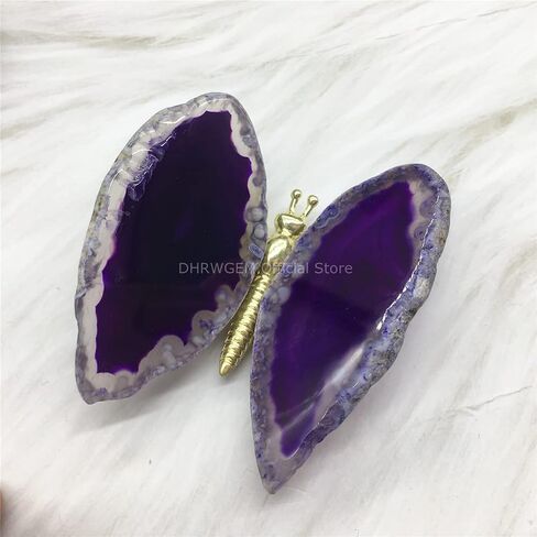 Purple Agate Slice Butterfly Home Decor Boho Decor Agate Slice Butterfly Wings Agate Geode DMB1-4 (Purple) in Saudi Arabia