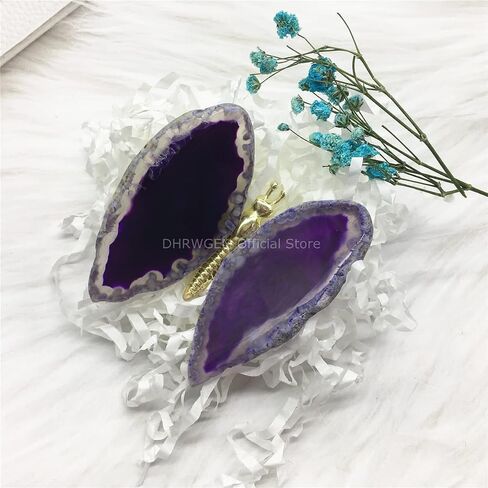 Purple Agate Slice Butterfly Home Decor Boho Decor Agate Slice Butterfly Wings Agate Geode DMB1-4 (Purple) in Saudi Arabia