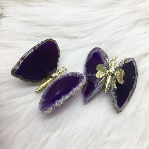Purple Agate Slice Butterfly Home Decor Boho Decor Agate Slice Butterfly Wings Agate Geode DMB1-4 (Purple) in Saudi Arabia