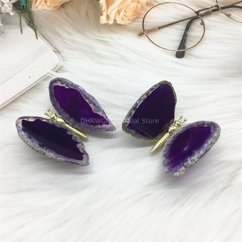 Purple Agate Slice Butterfly Home Decor Boho Decor Agate Slice Butterfly Wings Agate Geode DMB1-4 (Purple) in Saudi Arabia