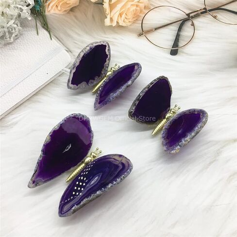 Purple Agate Slice Butterfly Home Decor Boho Decor Agate Slice Butterfly Wings Agate Geode DMB1-4 (Purple) in Saudi Arabia