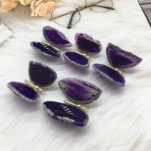 Purple Agate Slice Butterfly Home Decor Boho Decor Agate Slice Butterfly Wings Agate Geode DMB1-4 (Purple) in Saudi Arabia