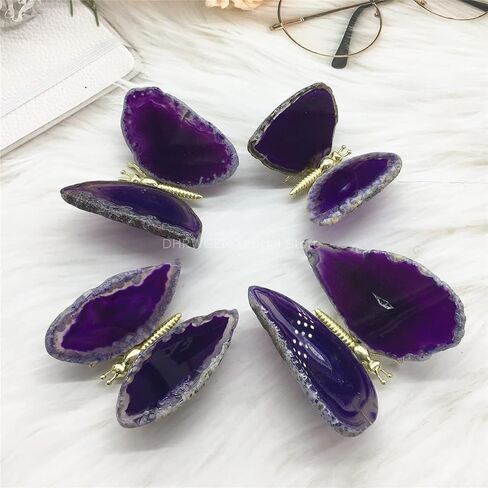 Purple Agate Slice Butterfly Home Decor Boho Decor Agate Slice Butterfly Wings Agate Geode DMB1-4 (Purple) in Saudi Arabia