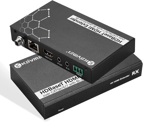 موسع HDMI KAIVMAN فوق Cat5e/6 حتى 196 قدمًا - موسع HDMI Ethernet Balun مع جهاز تحكم عن بعد بالأشعة تحت الحمراء، حلقة خارجية - يدعم دقة عالية كاملة 1080P@60 هرتز، EDID تلقائي، زمن انتقال صفر، منفذا إخراج in Saudi Arabia