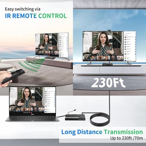 موسع HDMI KAIVMAN فوق Cat5e/6 حتى 196 قدمًا - موسع HDMI Ethernet Balun مع جهاز تحكم عن بعد بالأشعة تحت الحمراء، حلقة خارجية - يدعم دقة عالية كاملة 1080P@60 هرتز، EDID تلقائي، زمن انتقال صفر، منفذا إخراج in Saudi Arabia