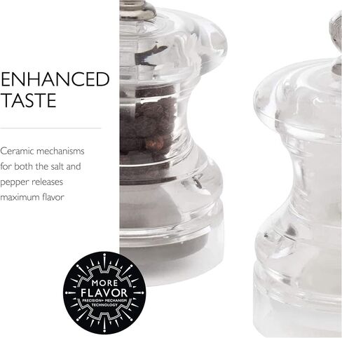 مجموعة هدايا مطحنة الملح والفلفل الصغيرة من كول آند ماسون - مطاحن ملح وفلفل صغيرة للسفر - أدوات توابل قابلة للتعديل - مطاحن ملح وفلفل قابلة لإعادة الملء - أداة مطبخ للغسيل اليدوي - أكريليك شفاف in Kuwait