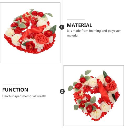 EXCEART Headstone Flowers Decoration Memorial Grave Flower Wreath Shaped Cemetery Flowers Coffin Grave Wreath for Funeral Cemetery Tombstone Saddle Flower Decor in Saudi Arabia