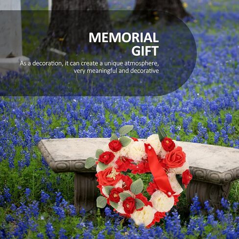 EXCEART Headstone Flowers Decoration Memorial Grave Flower Wreath Shaped Cemetery Flowers Coffin Grave Wreath for Funeral Cemetery Tombstone Saddle Flower Decor in Saudi Arabia