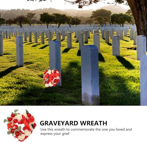 EXCEART Headstone Flowers Decoration Memorial Grave Flower Wreath Shaped Cemetery Flowers Coffin Grave Wreath for Funeral Cemetery Tombstone Saddle Flower Decor in Saudi Arabia