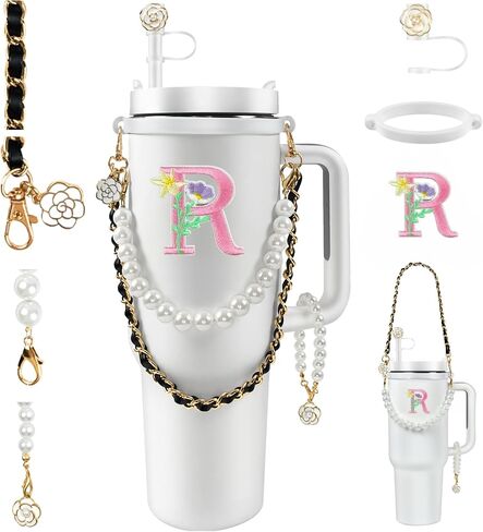 Stanley Cup Accessories Set 6PCS - Water Bottle Handle Strap,Stanley Charms, Straw Cover Topper Cap for Stanley Cup 30 & 40 oz Tumbler for Women,Stanley Embroidered Letter in Saudi Arabia