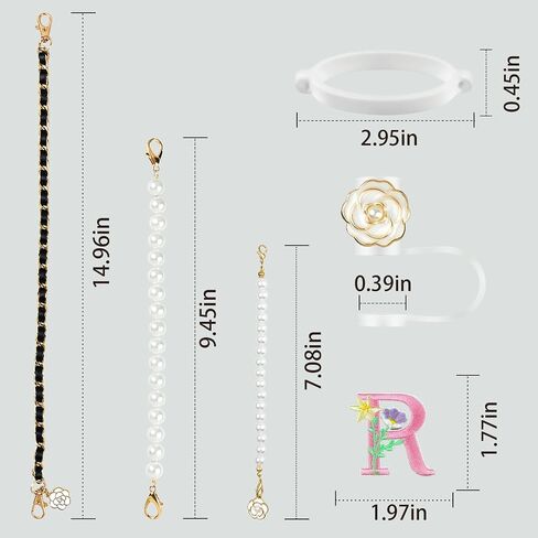 Stanley Cup Accessories Set 6PCS - Water Bottle Handle Strap,Stanley Charms, Straw Cover Topper Cap for Stanley Cup 30 & 40 oz Tumbler for Women,Stanley Embroidered Letter in Saudi Arabia