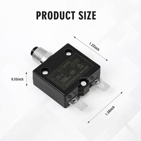 10 مجموعة 15amp قاطع زر كهربائي 125/250 فولت تيار متردد 50 فولت تيار مستمر واقي حراري من الحمل الزائد سلسلة L1 مع إعادة تعيين يدوي قطاع دارة حرارية L1-15A in Kuwait