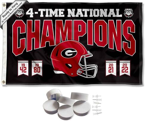 شركة College Flags & Banners Co. Georgia Bulldogs 4 Time Champs لافتة ومنسوجة على الحائط in Saudi Arabia