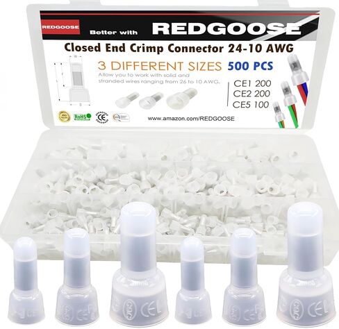 300PCS Closed End Crimp Connector 26-12 AWG Nylon Wire Connectors Crimp Cap Wire Terminals(26-18AWG 100PCS, 26-16AWG 100PCS, 26-12AWG 100PCS) in Saudi Arabia