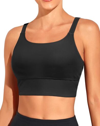 Women Sports Bra Swim Tops - Crop Bikini Top Supportive Bathing Suit Top Swimwear in Kuwait
